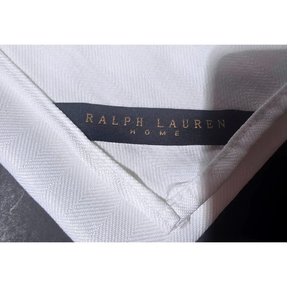 Ralph Lauren Home White Herringbone Cloth Napkins Set of 10 - 19